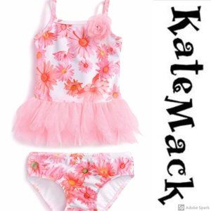 Kate Mack Butterfly Ballet Pink Swim Skirted 2 Piece NWT 2T-6X